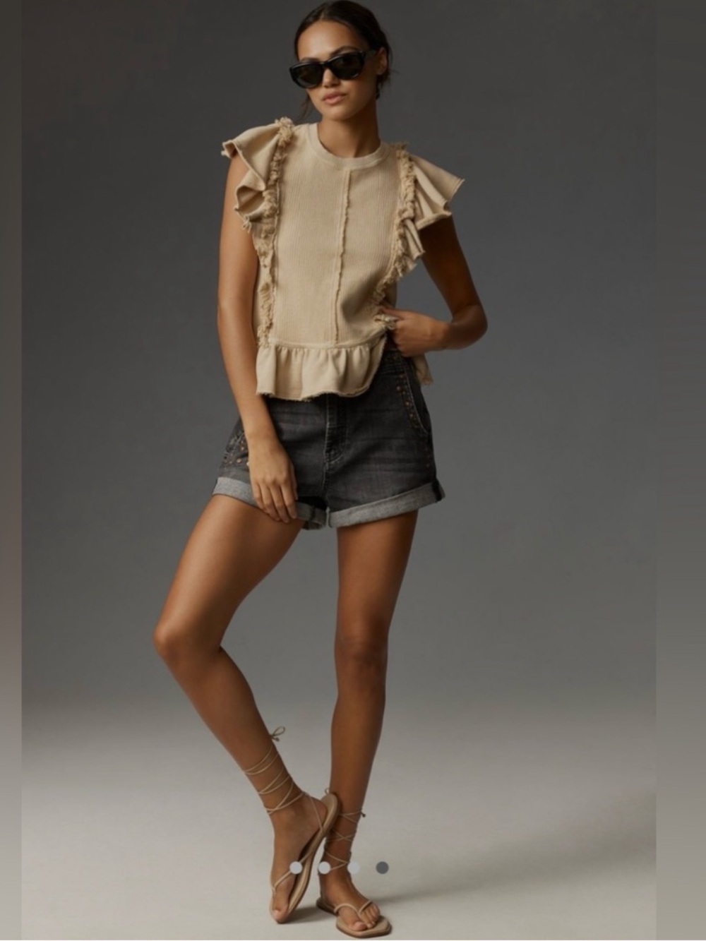 Anthropologie Pilcro Ruffled Sweatshirt Top